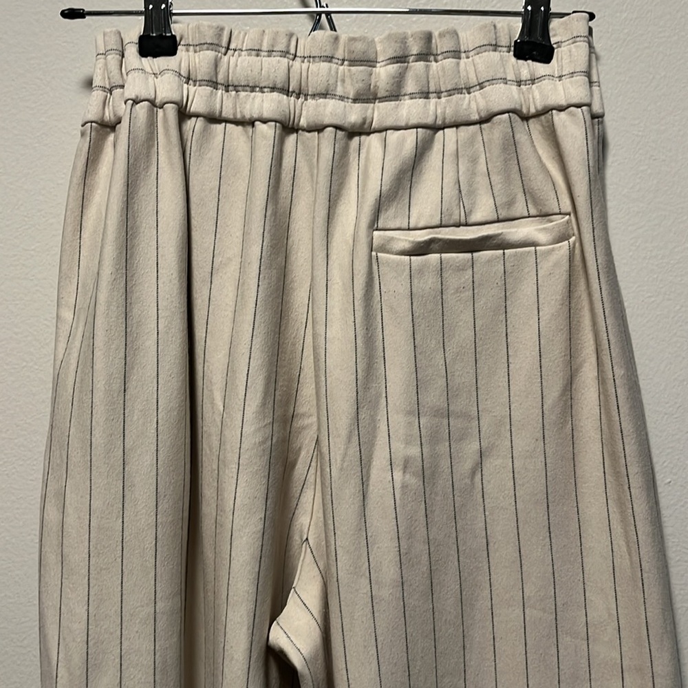 COS Straight-Leg Pinstripe Trousers, Cream, Size Large - Picture 9 of 11